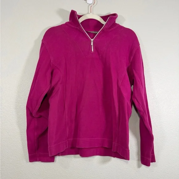 Tommy Bahama Sweater Quarter Zip Pullover Heavy Warm Purple Pink Magenta Women S - Picture 1 of 6